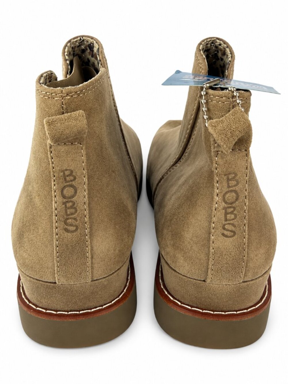 Skechers BOBS Women's Taupe Ankle Booties Cottagecore Size 7.5 Pull-On Lug Sole